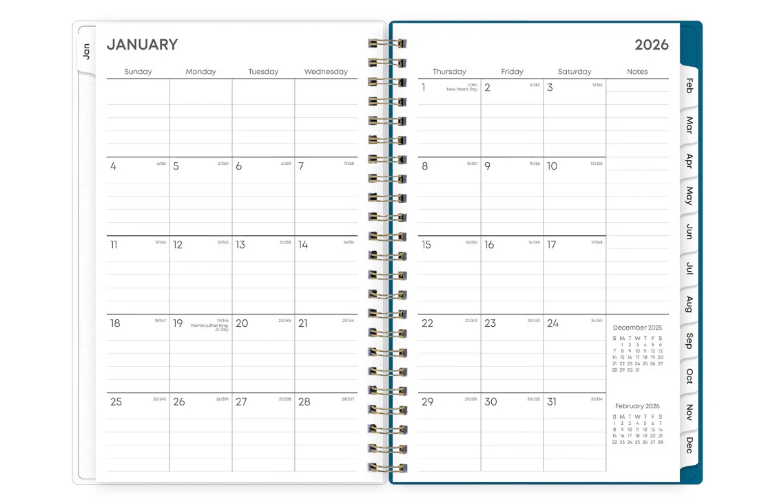 Bakah Blue 2026 Weekly Monthly 5x8 Planning Calendar - Image 4