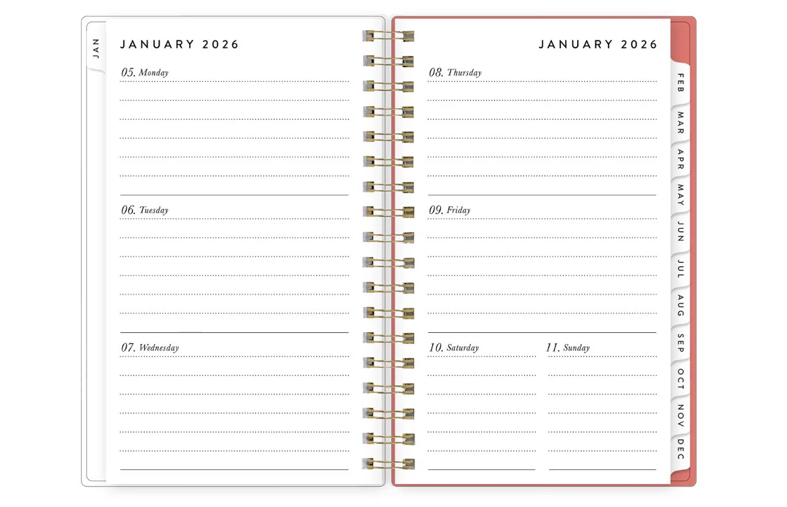 Pomegranate Blush 2026 Weekly Monthly 3.625x6.125 Planning Calendar - Bespoke Letterpress - Image 3