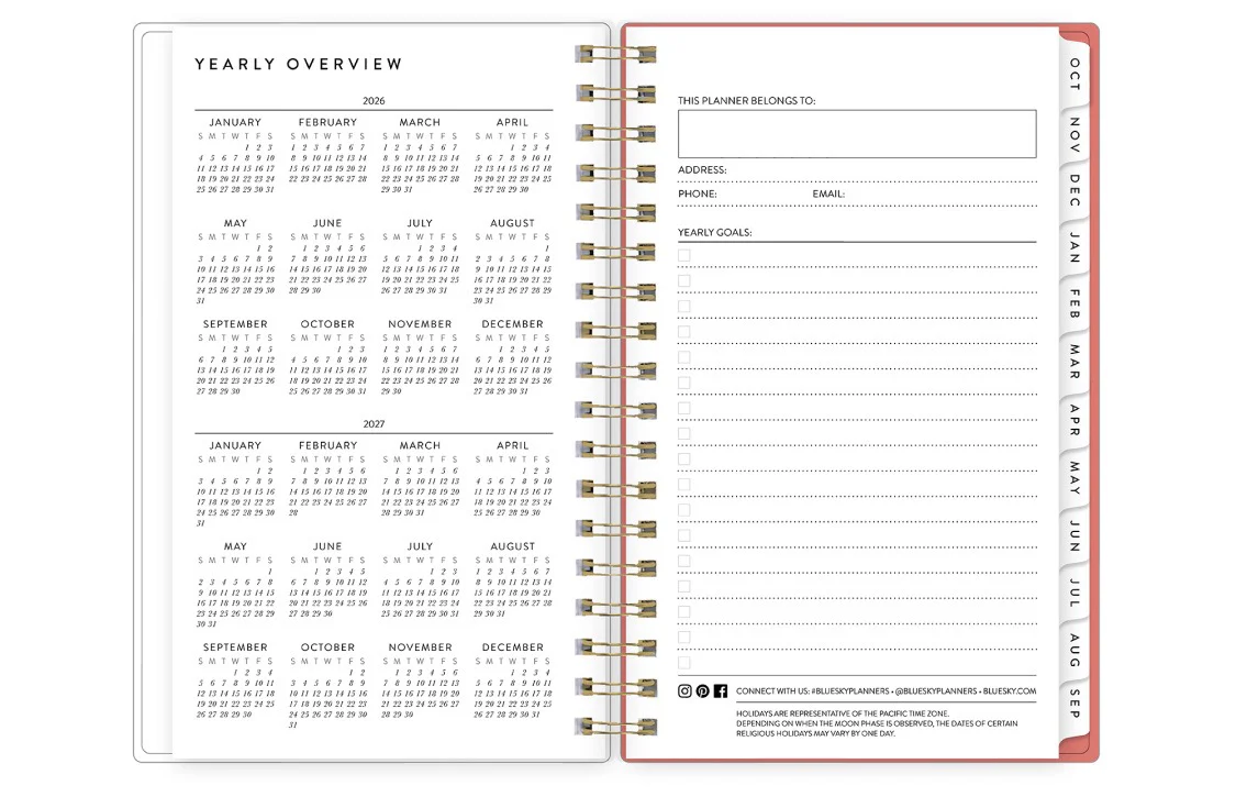 Pomegranate Blush 2026 Weekly Monthly 3.625x6.125 Planning Calendar - Bespoke Letterpress - Image 5