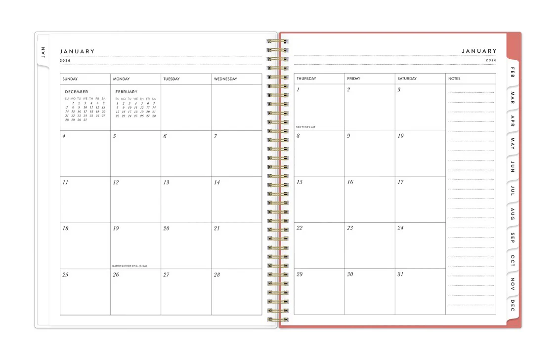 Pomegranate Blush 2026 Weekly Monthly 8.5x11 Planning Calendar - Bespoke Letterpress - Image 4