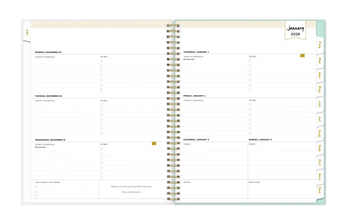 Secret Garden Mint 2026 Weekly Monthly 8.5x11 Day Designer for Blue Sky Planning Calendar - Image 3