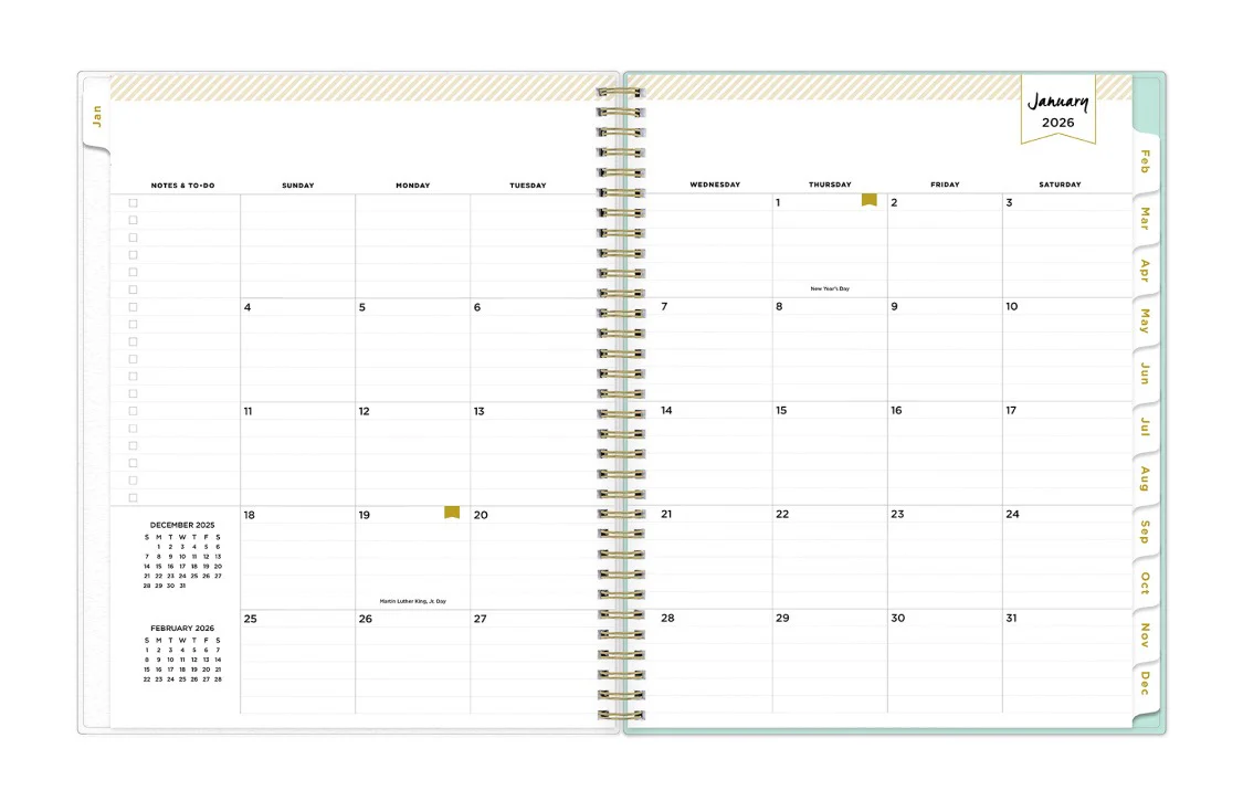 Secret Garden Mint 2026 Weekly Monthly 8.5x11 Day Designer for Blue Sky Planning Calendar - Image 4