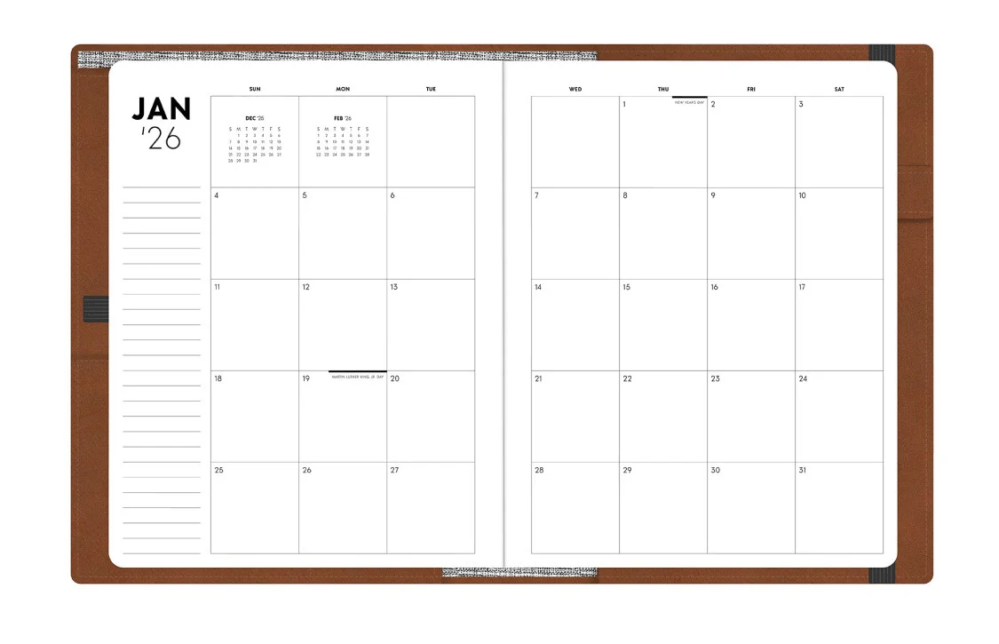 ASMBLD 2026 Monthly Notes 7x9 Planner + Refillable Tan Faux Leather Portfolio - Image 3